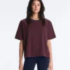 Boxy Short Sleeve Striped Cotton Blend T-Shirt Boxy Short Sleeve Striped Cotton Blend T-Shirt