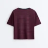 Boxy Short Sleeve Striped Cotton Blend T-Shirt Boxy Short Sleeve Striped Cotton Blend T-Shirt