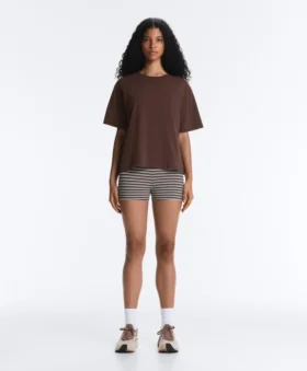Boxy Short-Sleeved Cotton Blend T-Shirt