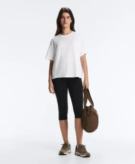 Boxy Short-Sleeved Cotton Blend T-Shirt
