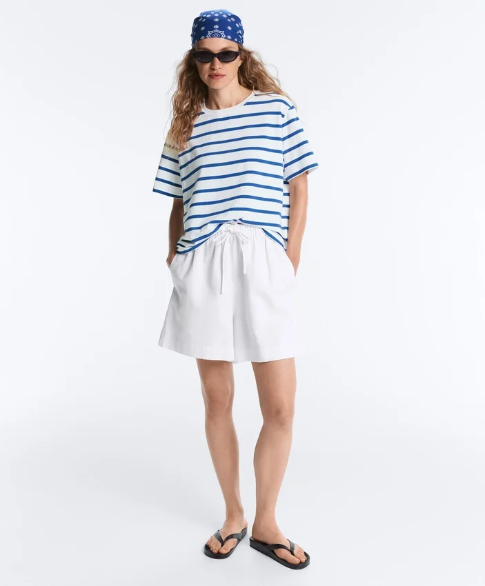 Boxy Short-Sleeved Cotton Blend T-Shirt Boxy Short-Sleeved Cotton Blend T-Shirt