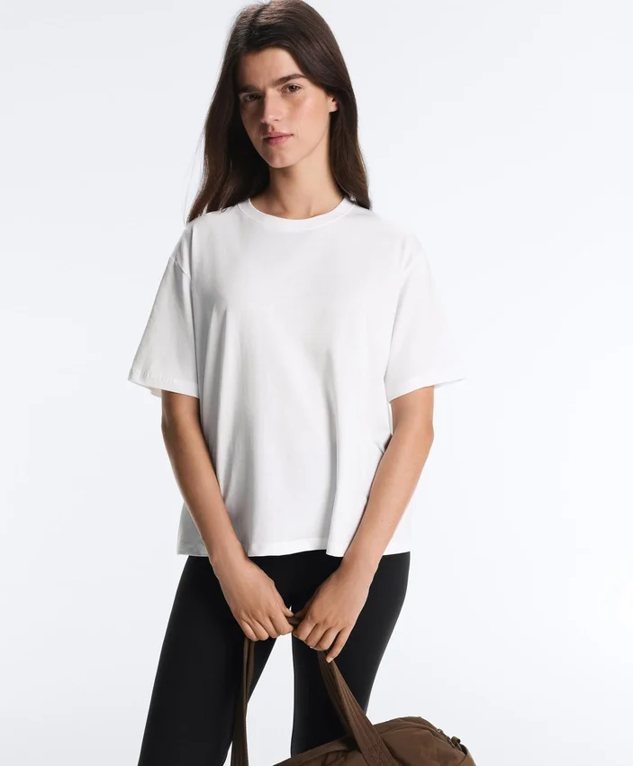 Boxy Short-Sleeved Cotton Blend T-Shirt Boxy Short-Sleeved Cotton Blend T-Shirt