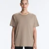 Boxy Short-Sleeved Cotton Blend T-Shirt with Slogan Boxy Short-Sleeved Cotton Blend T-Shirt with Slogan