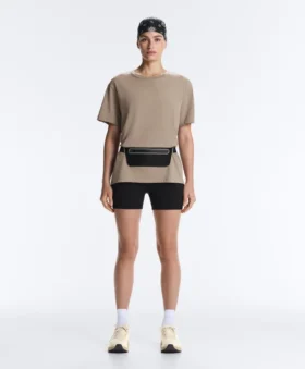 Boxy Short-Sleeved Cotton Blend T-Shirt with Slogan