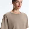 Boxy Short-Sleeved Cotton Blend T-Shirt with Slogan Boxy Short-Sleeved Cotton Blend T-Shirt with Slogan