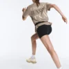 Boxy Short-Sleeved Cotton Blend T-Shirt with Slogan Boxy Short-Sleeved Cotton Blend T-Shirt with Slogan