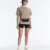 Boxy Short-Sleeved Cotton Blend T-Shirt with Slogan Boxy Short-Sleeved Cotton Blend T-Shirt with Slogan