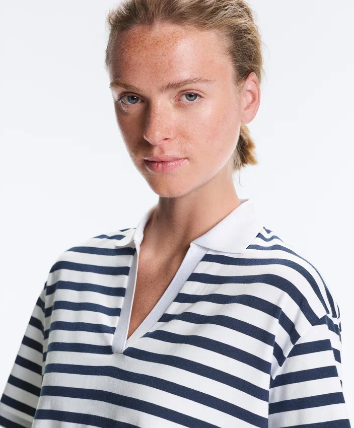 Boxy Short-Sleeved Polo Neck Cotton Blend T-Shirt Boxy Short-Sleeved Polo Neck Cotton Blend T-Shirt