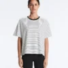 Boxy Short-Sleeved Striped Cotton Blend T-Shirt Boxy Short-Sleeved Striped Cotton Blend T-Shirt