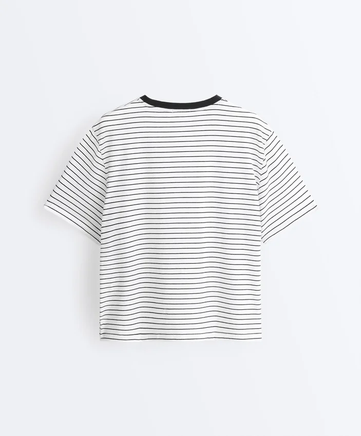 Boxy Short-Sleeved Striped Cotton Blend T-Shirt Boxy Short-Sleeved Striped Cotton Blend T-Shirt