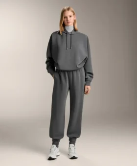 Boxy Hooded Sweatshirt with Brushed Modal Marl Boxy Hooded Sweatshirt with Brushed Modal Marl