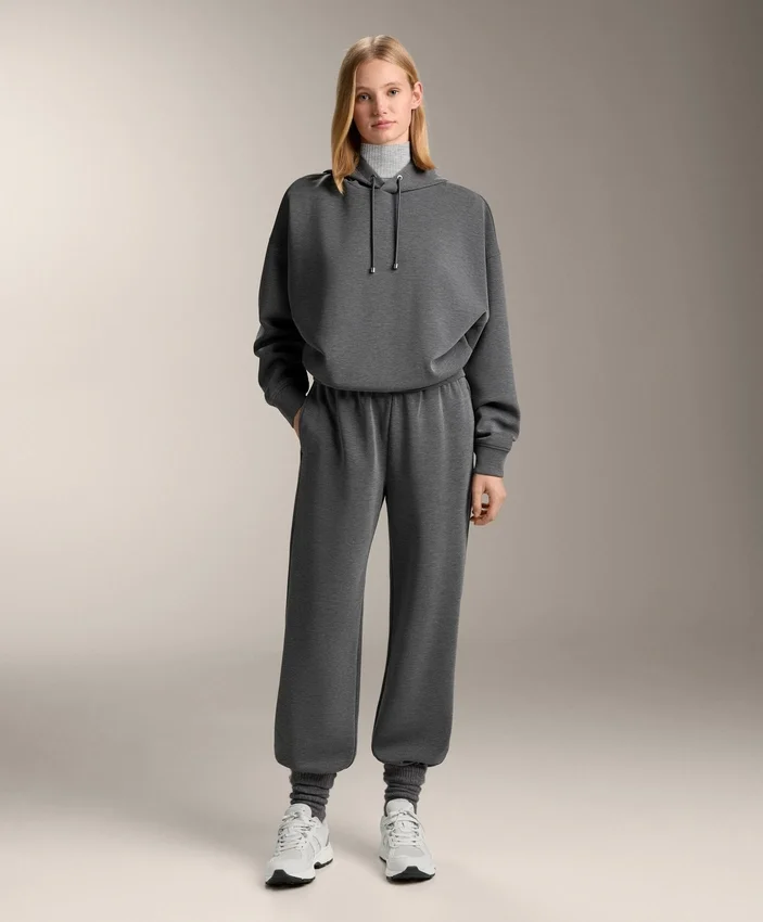 Boxy Hooded Sweatshirt with Brushed Modal Marl Boxy Hooded Sweatshirt with Brushed Modal Marl