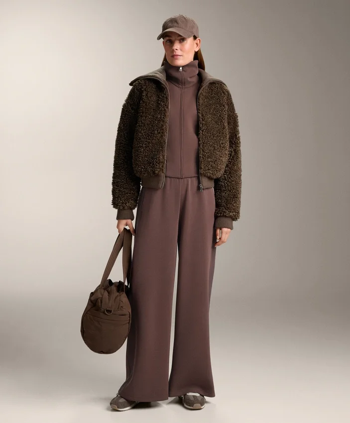 Wide-Leg Rib Straight Trousers with Brushed Modal Wide-Leg Rib Straight Trousers with Brushed Modal