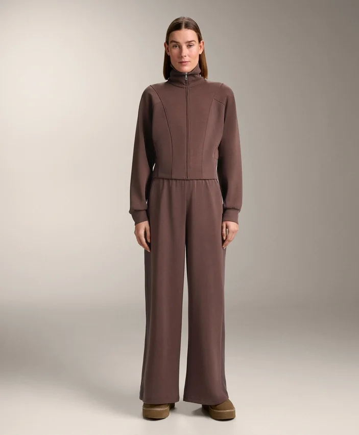 Wide-Leg Rib Straight Trousers with Brushed Modal Wide-Leg Rib Straight Trousers with Brushed Modal