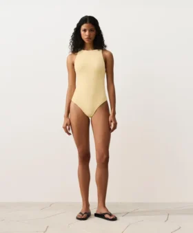 Bubble-Texture Crochet Halter Swimsuit