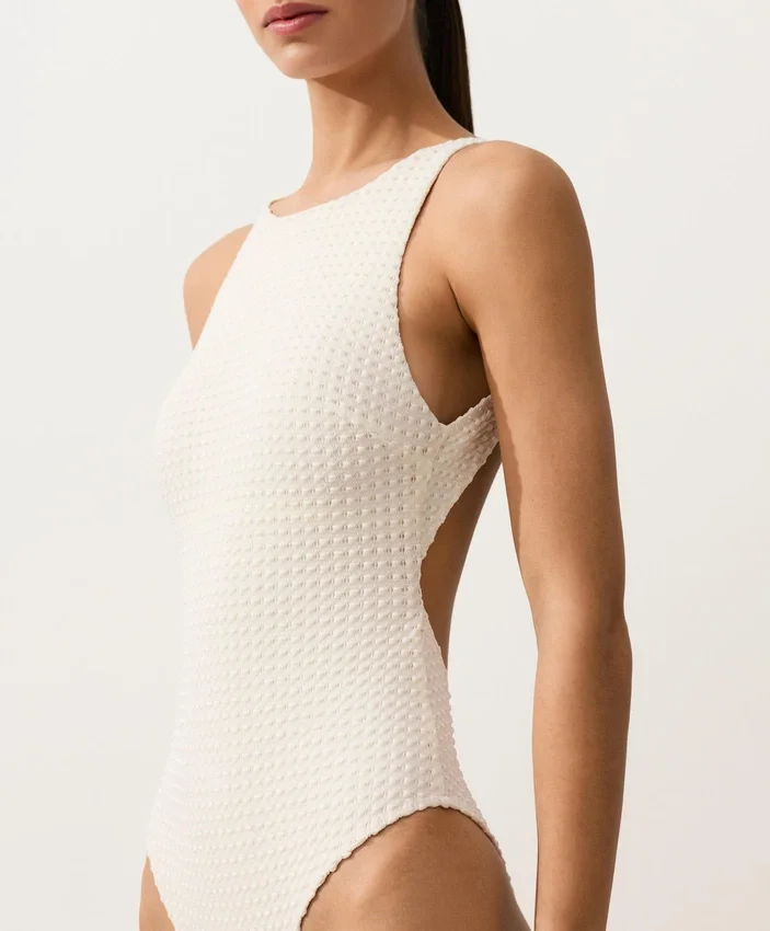 Bubble-Texture Crochet Halter Swimsuit Bubble-Texture Crochet Halter Swimsuit