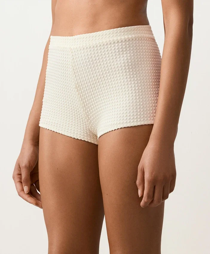 Bubble-Texture Crochet High-Waisted Bikini Shorts Bubble-Texture Crochet High-Waisted Bikini Shorts