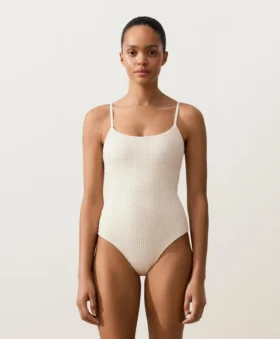 Bubble-Texture Crochet Round Neck Swimsuit Bubble-Texture Crochet Round Neck Swimsuit