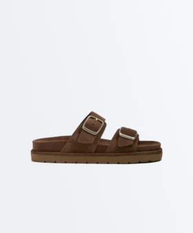 Buckle Split-Leather Platform Sandals Buckle Split-Leather Platform Sandals