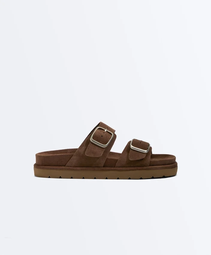 Buckle Split-Leather Platform Sandals Buckle Split-Leather Platform Sandals