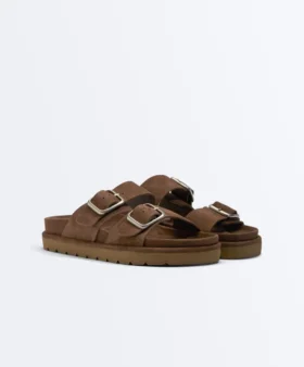 Buckle Split-Leather Platform Sandals Buckle Split-Leather Platform Sandals