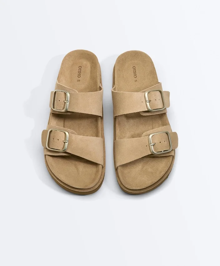 Buckle Split-Leather Platform Sandals Buckle Split-Leather Platform Sandals
