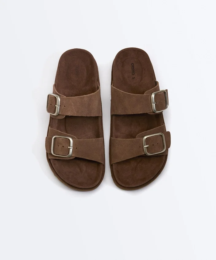 Buckle Split-Leather Platform Sandals Buckle Split-Leather Platform Sandals