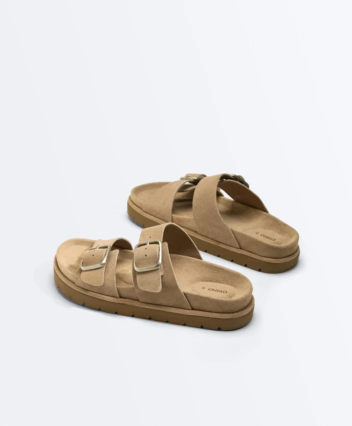 Buckle Split-Leather Platform Sandals Buckle Split-Leather Platform Sandals