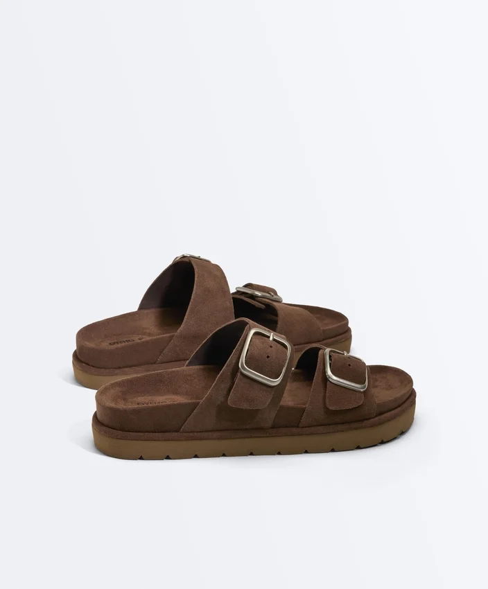 Buckle Split-Leather Platform Sandals Buckle Split-Leather Platform Sandals