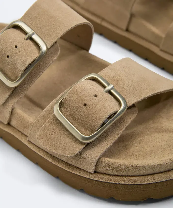 Buckle Split-Leather Platform Sandals Buckle Split-Leather Platform Sandals