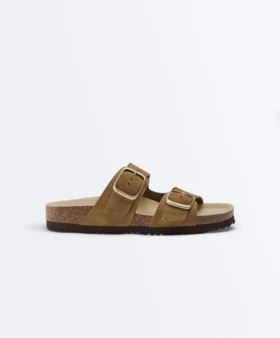 Buckle Split-Leather Slides