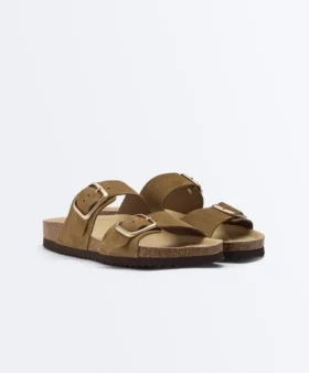 Buckle Split-Leather Slides