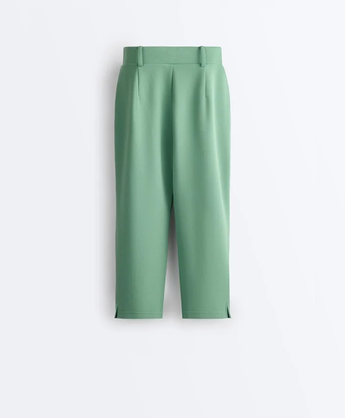 Capri Piqué Trousers with Cotton Belt Loops Capri Piqué Trousers with Cotton Belt Loops