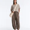 Check Cotton-Blend Bloomer Trousers