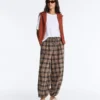 Check Cotton-Blend Bloomer Trousers