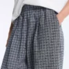 Check Cotton Blend Wide-Leg Trousers