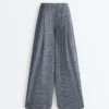 Check Cotton Blend Wide-Leg Trousers