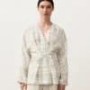 Check Linen and Lyocell Blend Kimono Shirt Check Linen and Lyocell Blend Kimono Shirt