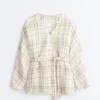 Check Linen and Lyocell Blend Kimono Shirt Check Linen and Lyocell Blend Kimono Shirt