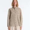 Checked Cotton Blend Stand-Up Collar Shirt