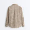 Checked Cotton Blend Stand-Up Collar Shirt