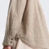 Checked Cotton Blend Stand-Up Collar Shirt