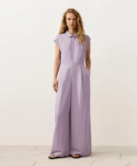 Collared Cotton Long Jumpsuit Collared Cotton Long Jumpsuit