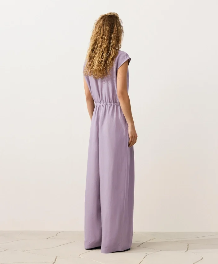 Collared Cotton Long Jumpsuit Collared Cotton Long Jumpsuit