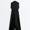 Collared Cotton Long Jumpsuit