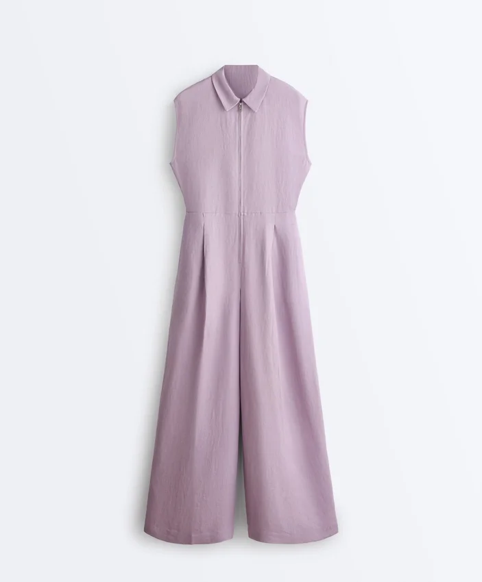 Collared Cotton Long Jumpsuit Collared Cotton Long Jumpsuit