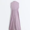 Collared Cotton Long Jumpsuit Collared Cotton Long Jumpsuit