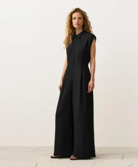 Collared Cotton Long Jumpsuit Collared Cotton Long Jumpsuit