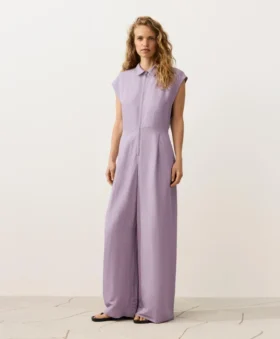 Collared Cotton Long Jumpsuit Collared Cotton Long Jumpsuit