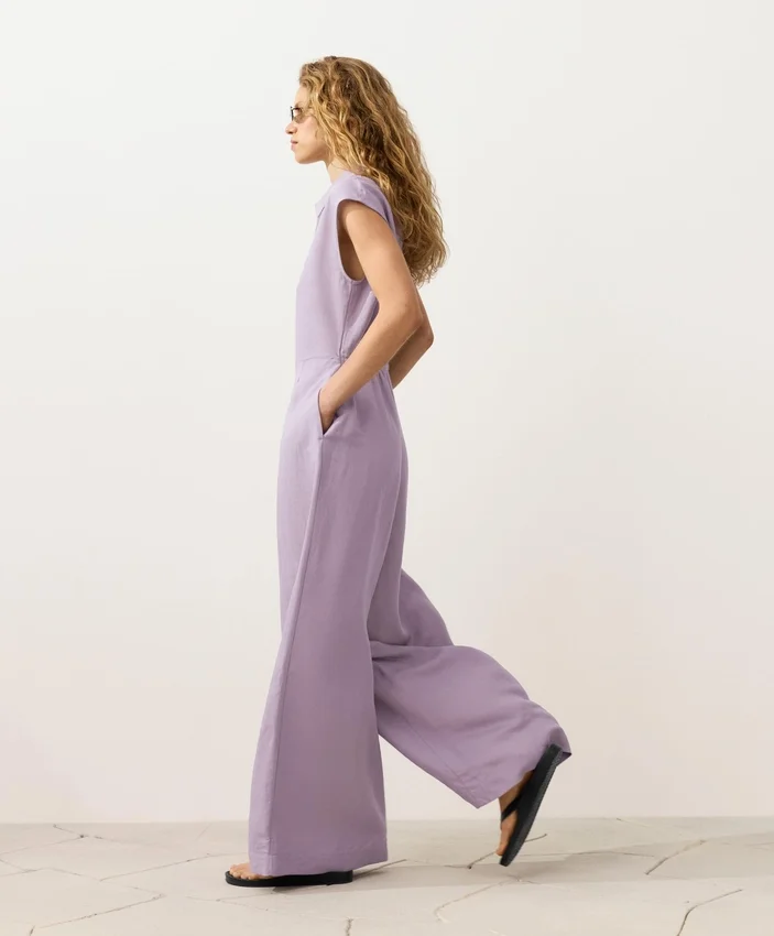 Collared Cotton Long Jumpsuit Collared Cotton Long Jumpsuit